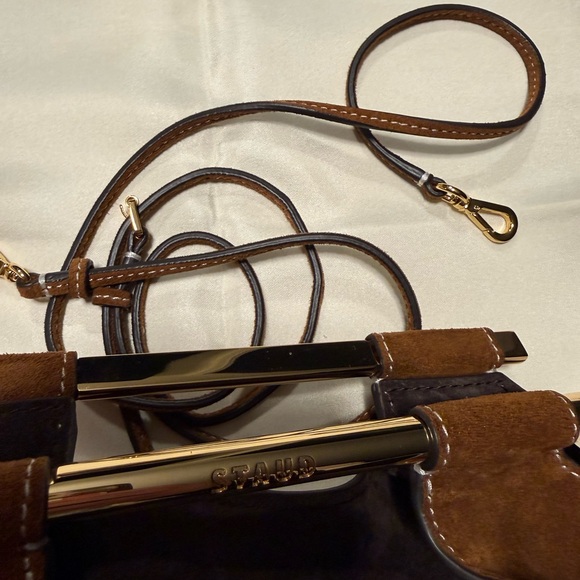 STAUD Mini Mar Tan Suede Crossbody Bag - Picture 12 of 14